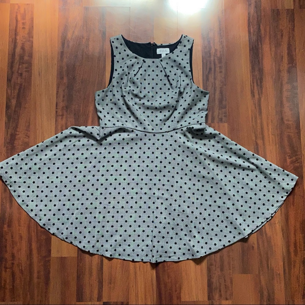 ELLE 16 plaid polka dot dress sleeveless flow